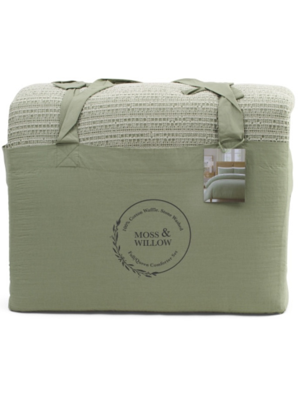 Moss & Willow Sage Green Waffle Comforter Set
